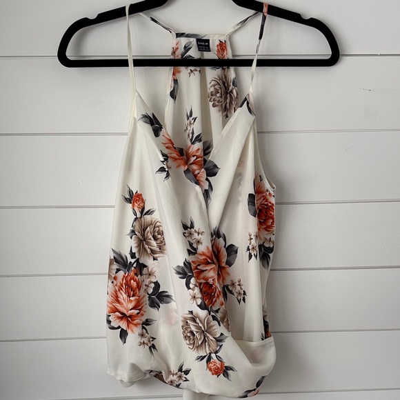 SHEIN Tops - SHEIN White Floral Wrap Blouse